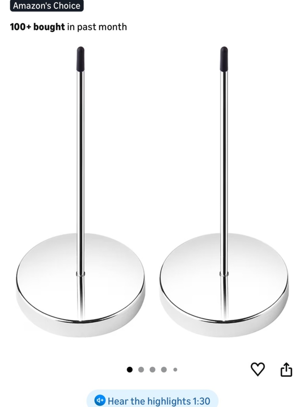 2pcs Desk Receipt Holder Spike Stick Silver Restaurant Check Spindle 5.5 Inch